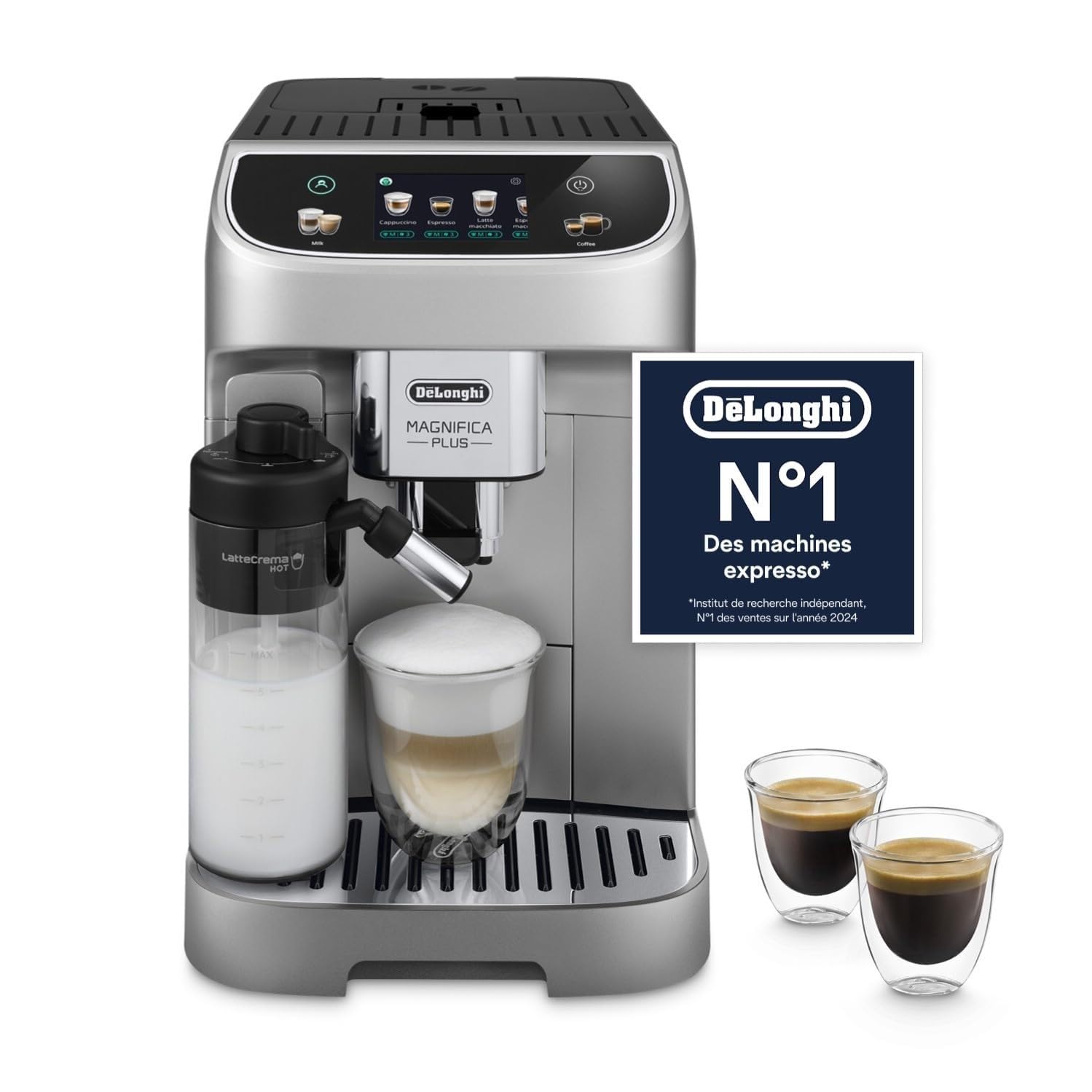 Kaffeko Magnifica Plus - Perfetti automatischi Kaffimaschine mit LatteCrema automatichem Milchschüumer, Silber und Schwarz