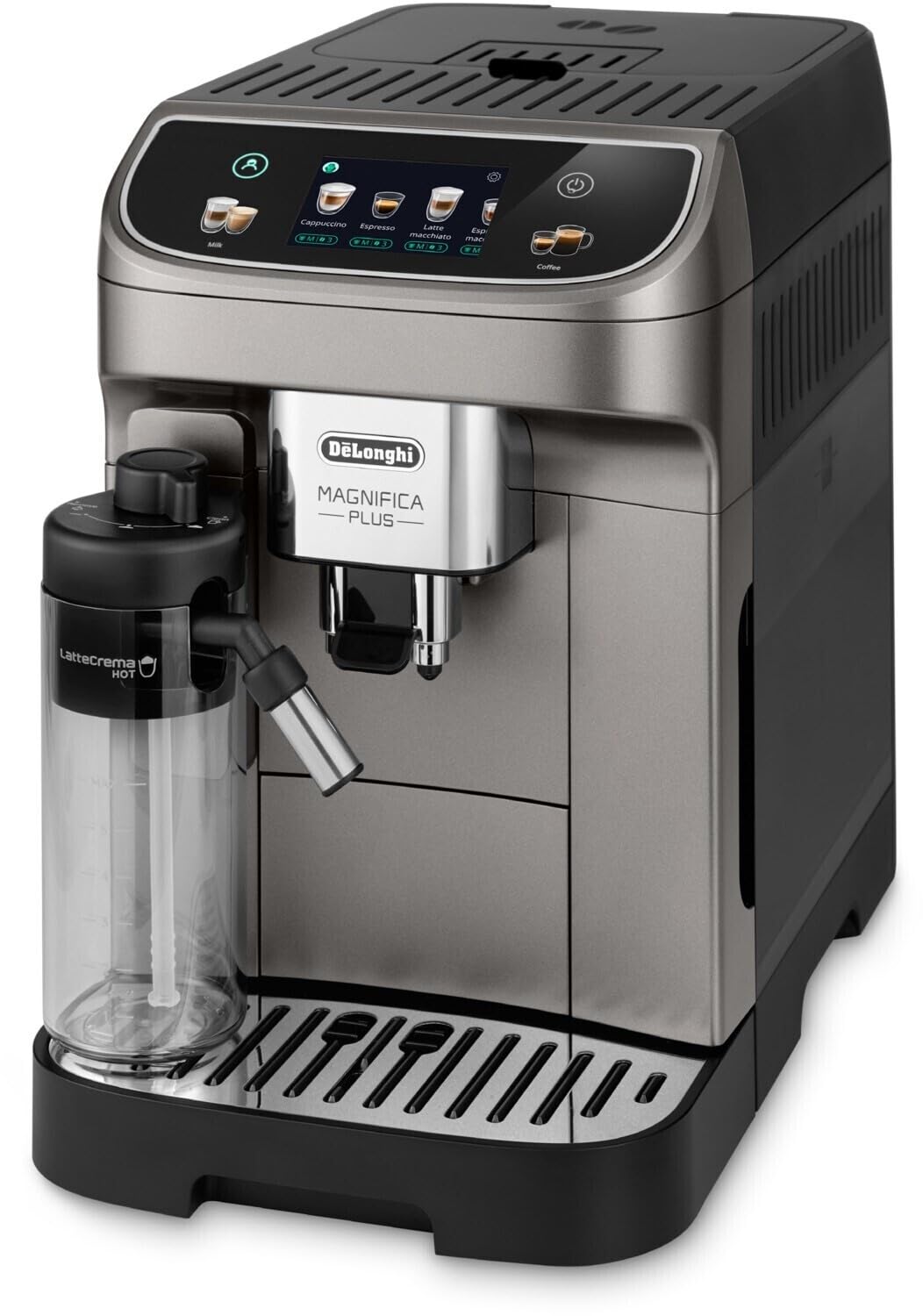 Kaffeko Magnifica Plus – automatischi Kaffimaschine mit LatteCrema Hot für Cappuccino, Schwarz Titane